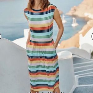 Boden Eleanor Jersey Dress In Daffodil Rosebay Striped